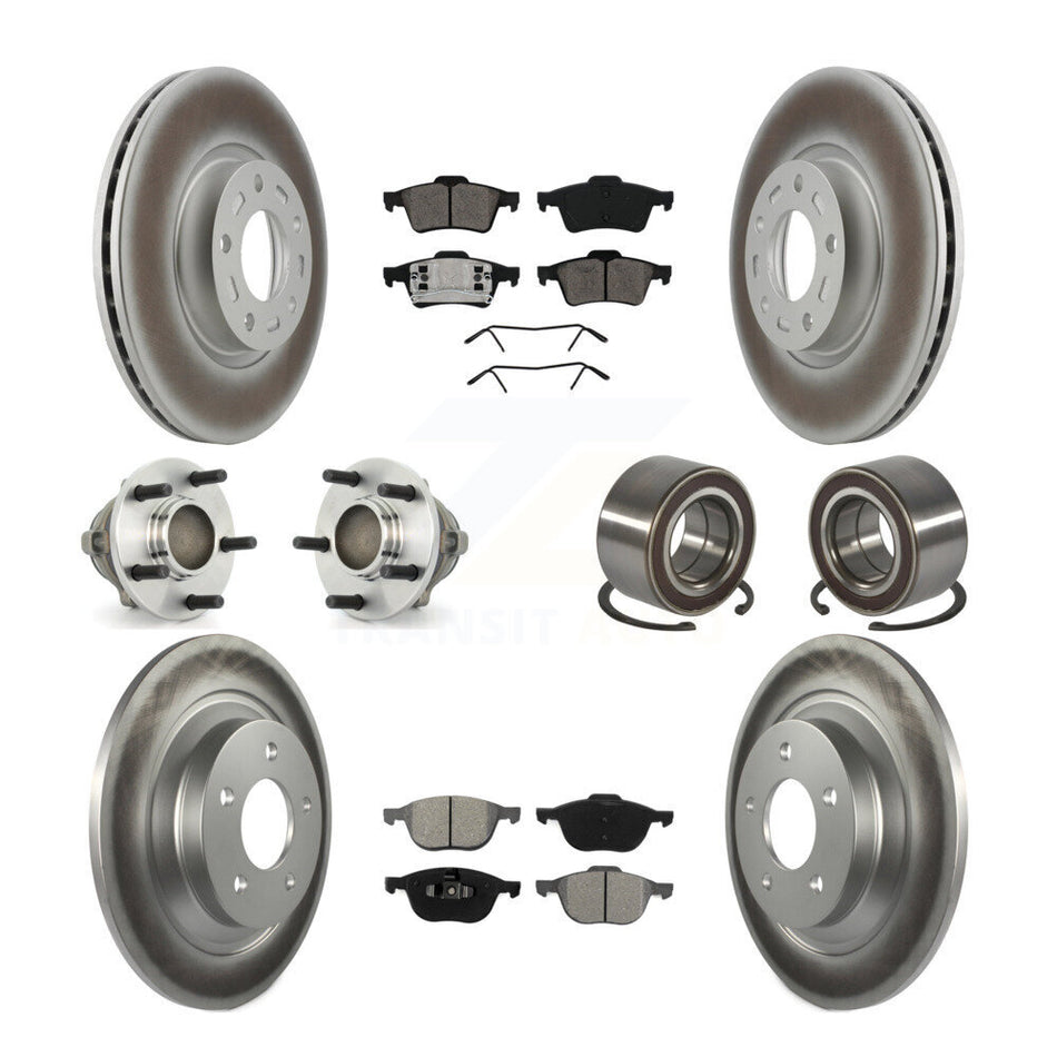 Front Rear Hub Bearing Coated Disc Brake Rotor & Pad Kit (10Pc) For 2006 Mazda 5 To 02 06 KBB-108095