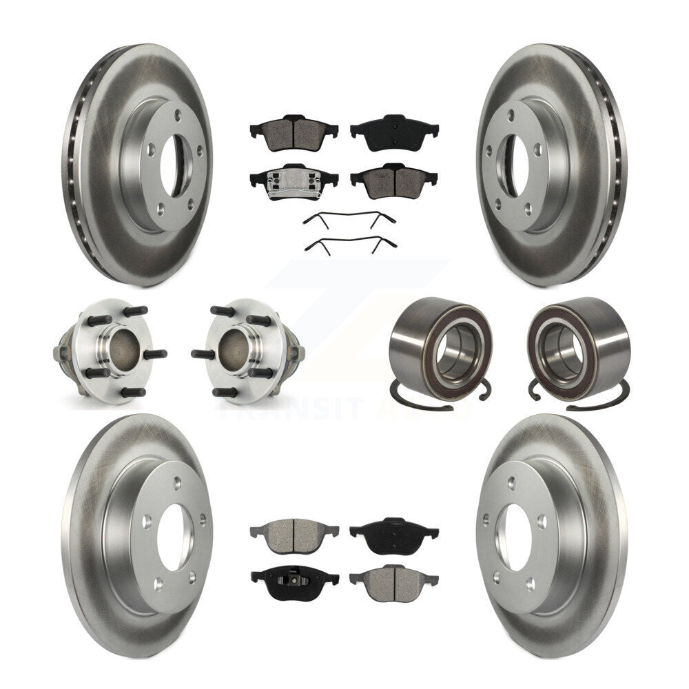 Front Rear Hub Bearing Coat Brake Rotor Pads Kit (10Pc) For Mazda 3 2.0L with 4-Wheel ABS KBB-108097
