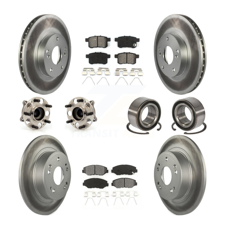 Front Rear Wheel Hub Bearings Assembly Coated Disc Brake Rotors And Semi-Metallic Pads Kit (10Pc) For Honda Accord KBB-108104