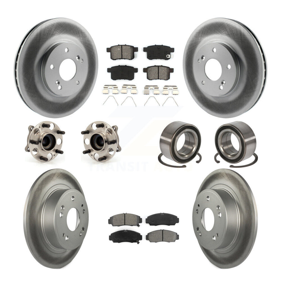 Front Rear Wheel Hub Bearings Assembly Coated Disc Brake Rotors And Semi-Metallic Pads Kit (10Pc) For Honda Accord Acura TSX KBB-108106