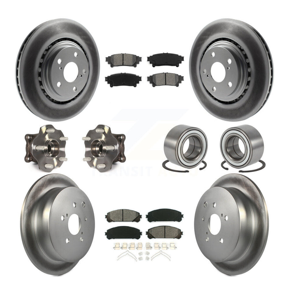 Front Rear Wheel Hub Bearings Assembly Coated Disc Brake Rotors And Semi-Metallic Pads Kit (10Pc) For Lexus RX350 Toyota Highlander RX450h KBB-108109