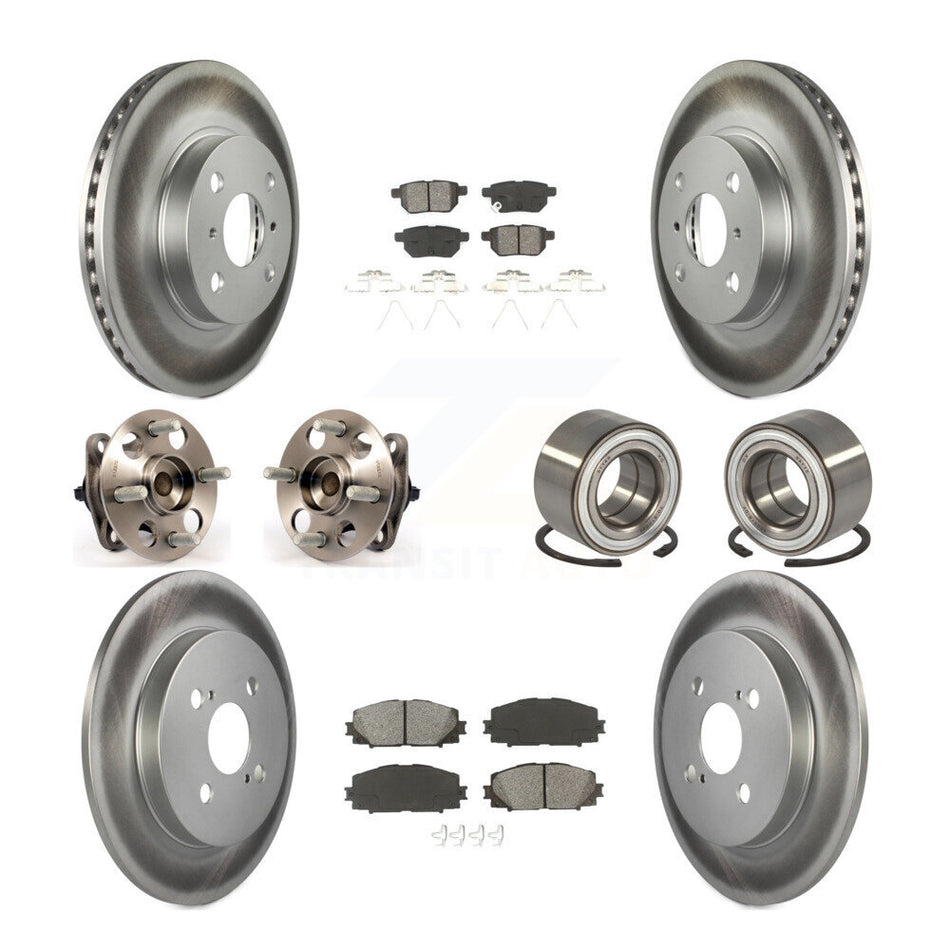 Front Rear Wheel Hub Bearings Assembly Coated Disc Brake Rotors And Semi-Metallic Pads Kit (10Pc) For Toyota Yaris Japan Production Identified By 1st Digit Of VIN J KBB-108110