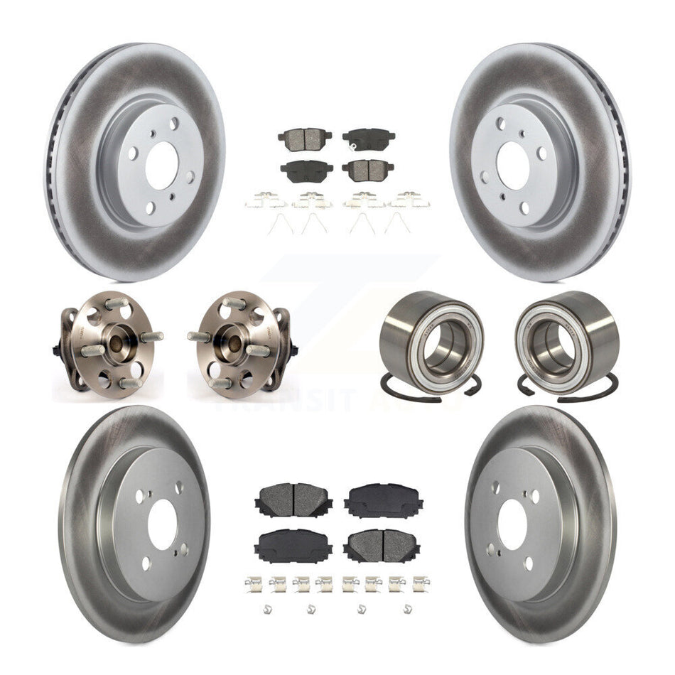 Front Rear Wheel Hub Bearings Assembly Coated Disc Brake Rotors And Semi-Metallic Pads Kit (10Pc) For Toyota Yaris Japan Production Identified By 1st Digit Of VIN J KBB-108111