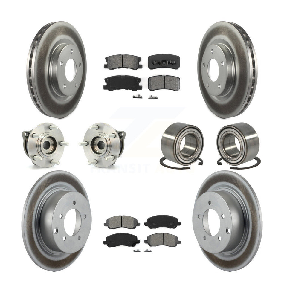 Front Rear Wheel Hub Bearings Assembly Coated Disc Brake Rotors And Semi-Metallic Pads Kit (10Pc) For Mitsubishi Outlander Sport KBB-108119