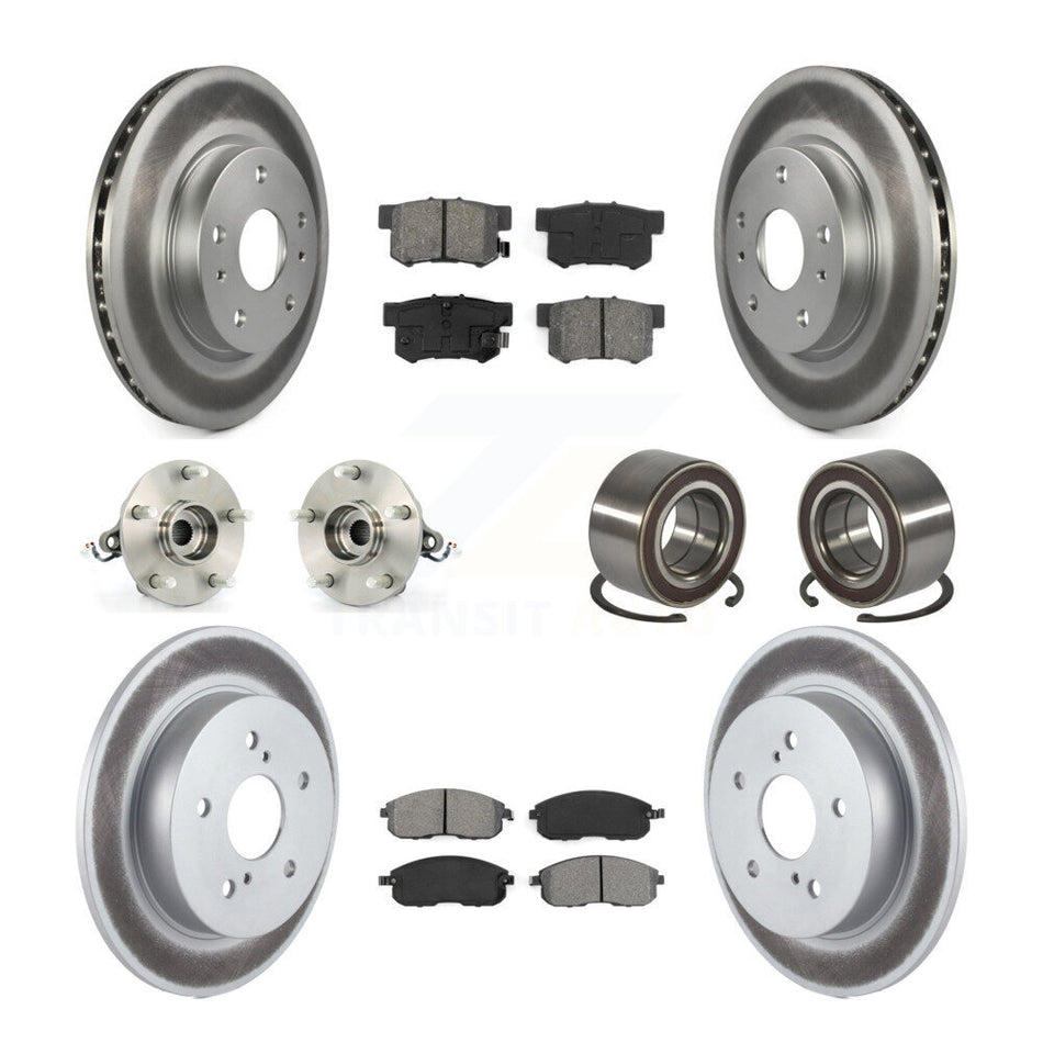 Front Rear Wheel Hub Bearings Assembly Coated Disc Brake Rotors And Semi-Metallic Pads Kit (10Pc) For 2007-2013 Suzuki SX4 AWD KBB-108122