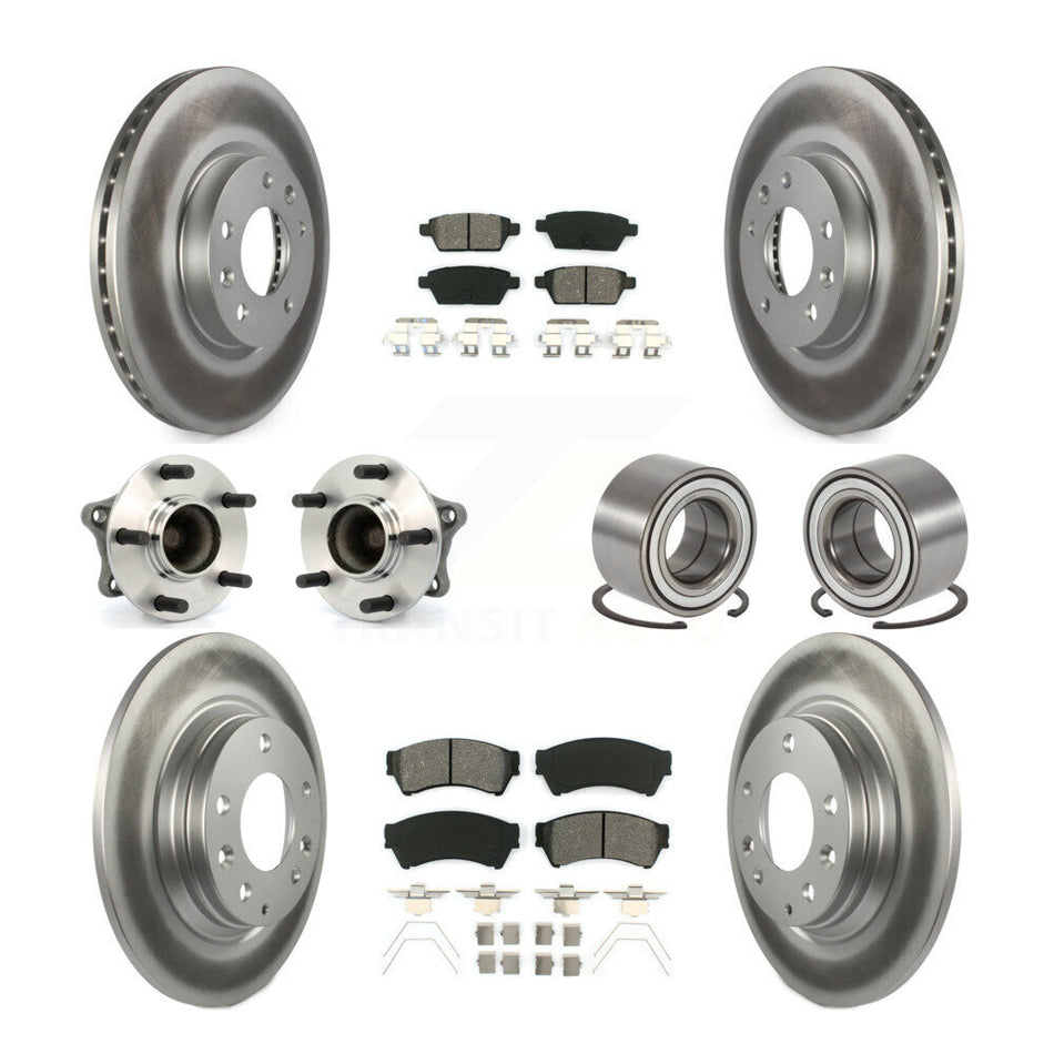 Front Rear Wheel Hub Bearings Assembly Coated Disc Brake Rotors And Semi-Metallic Pads Kit (10Pc) For 2009-2013 Mazda 6 3.7L KBB-108137