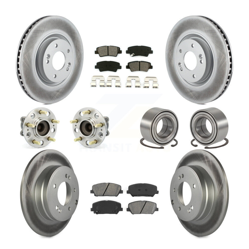 Front Rear Wheel Hub Bearings Assembly Coated Disc Brake Rotors And Semi-Metallic Pads Kit (10Pc) For Kia Optima 2.0L KBB-108176