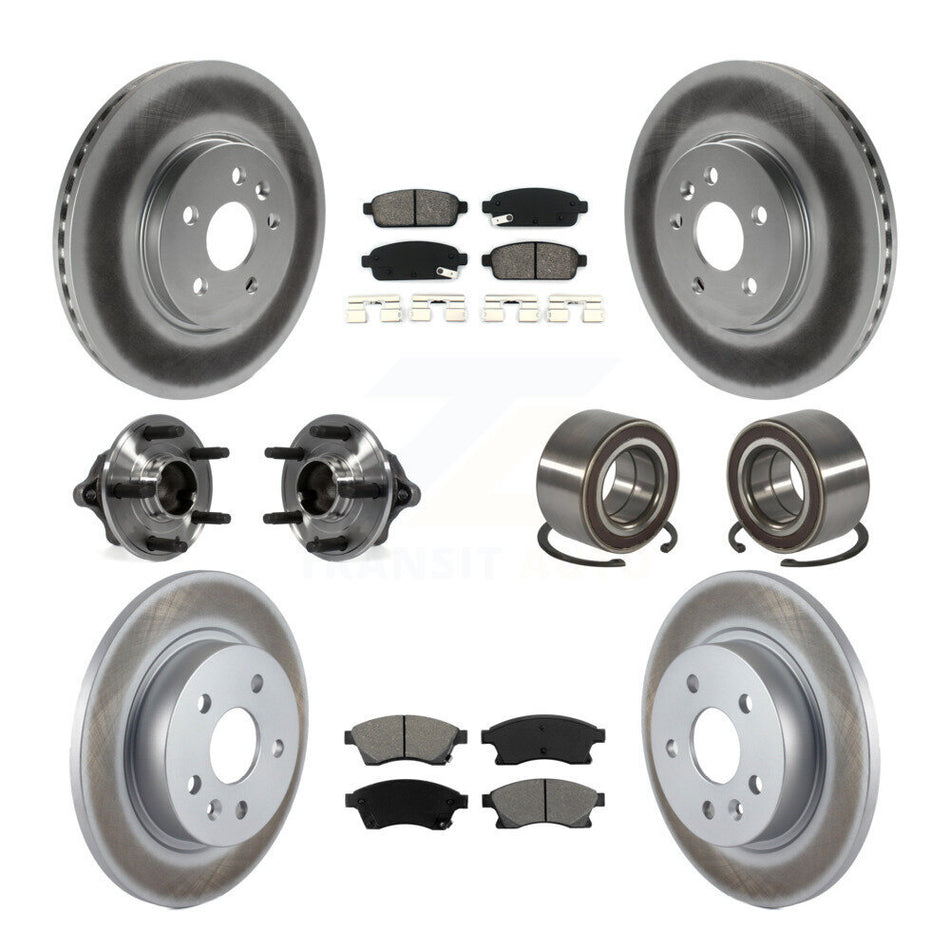 Front Rear Wheel Hub Bearings Assembly Coated Disc Brake Rotors And Semi-Metallic Pads Kit (10Pc) For Chevrolet Sonic Buick Encore Trax KBB-108189