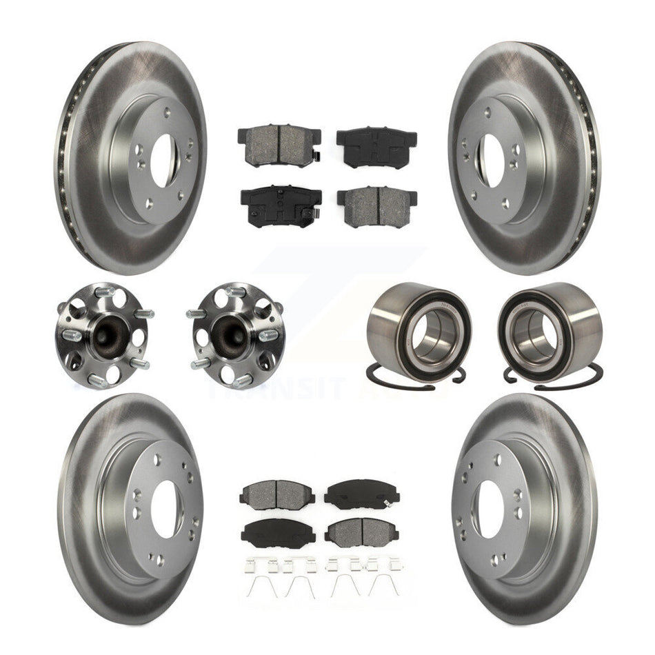 Front Rear Wheel Hub Bearings Assembly Coated Disc Brake Rotors And Semi-Metallic Pads Kit (10Pc) For Honda Civic KBB-108193