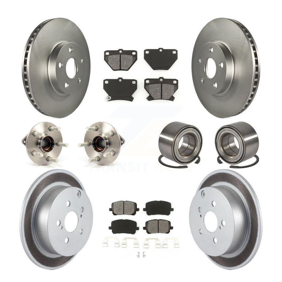 Front Rear Wheel Hub Bearings Assembly Coated Disc Brake Rotors And Semi-Metallic Pads Kit (10Pc) For 2003-2006 Toyota Matrix Pontiac Vibe AWD KBB-108232