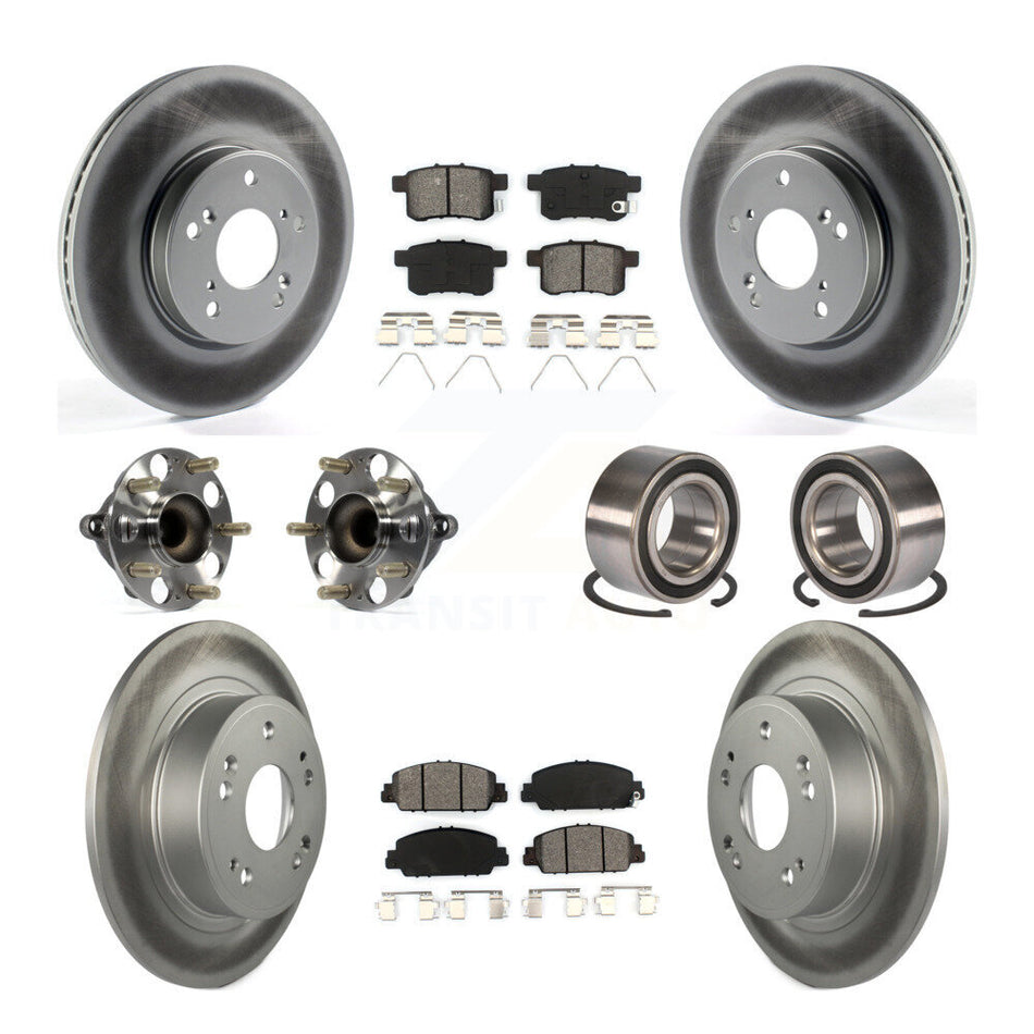 Front Rear Wheel Hub Bearings Assembly Coated Disc Brake Rotors And Semi-Metallic Pads Kit (10Pc) For Honda Accord KBB-108235