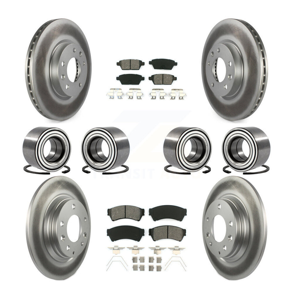 Front Rear Wheel Bearings Coated Disc Brake Rotors And Semi-Metallic Pads Kit (10Pc) For Ford Fusion Lincoln MKZ Mercury Milan KBB-108249