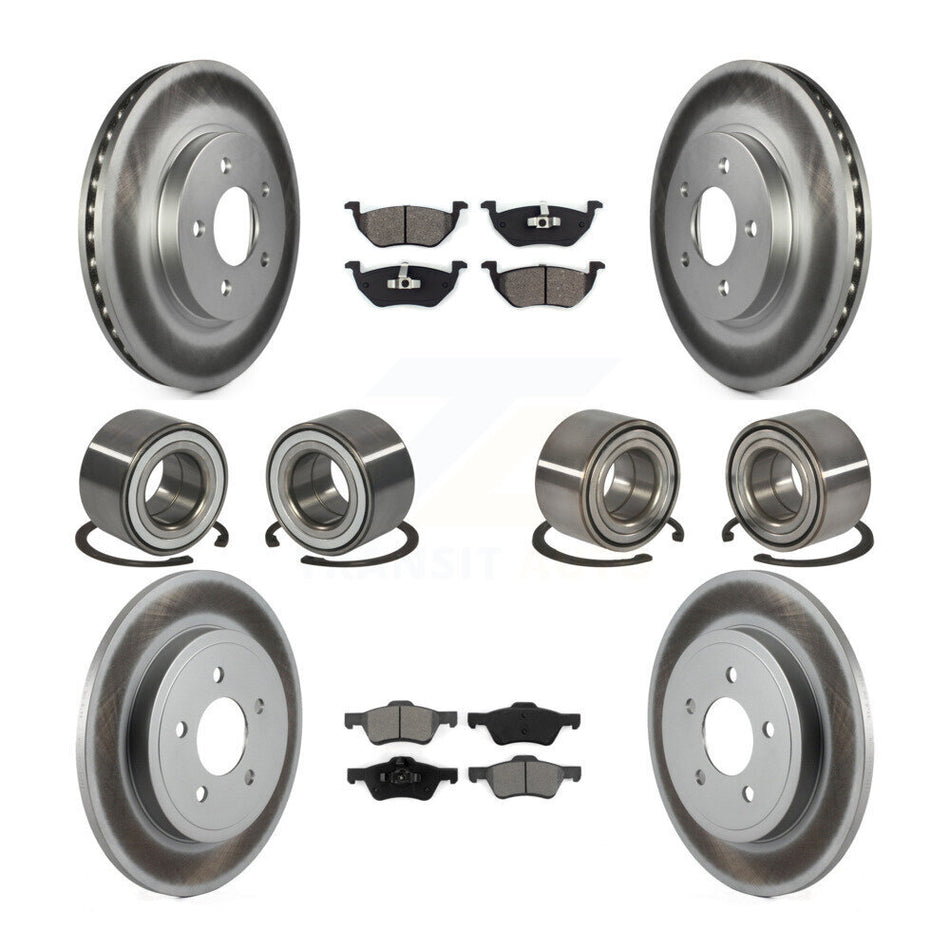 Front Rear Wheel Bearings Coated Disc Brake Rotors And Semi-Metallic Pads Kit (10Pc) For Ford Escape Mercury Mariner Mazda Tribute KBB-108265