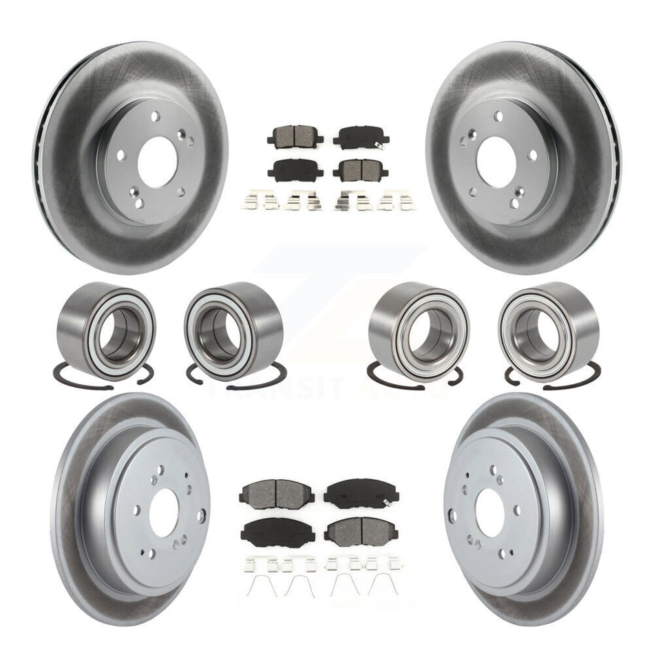 Front Rear Wheel Bearings Coated Disc Brake Rotors And Semi-Metallic Pads Kit (10Pc) For 2003-2004 Honda Pilot KBB-108268