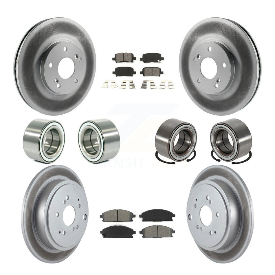 Front Rear Wheel Bearings Coated Disc Brake Rotors And Semi-Metallic Pads Kit (10Pc) For 2003-2006 Acura MDX KBB-108277