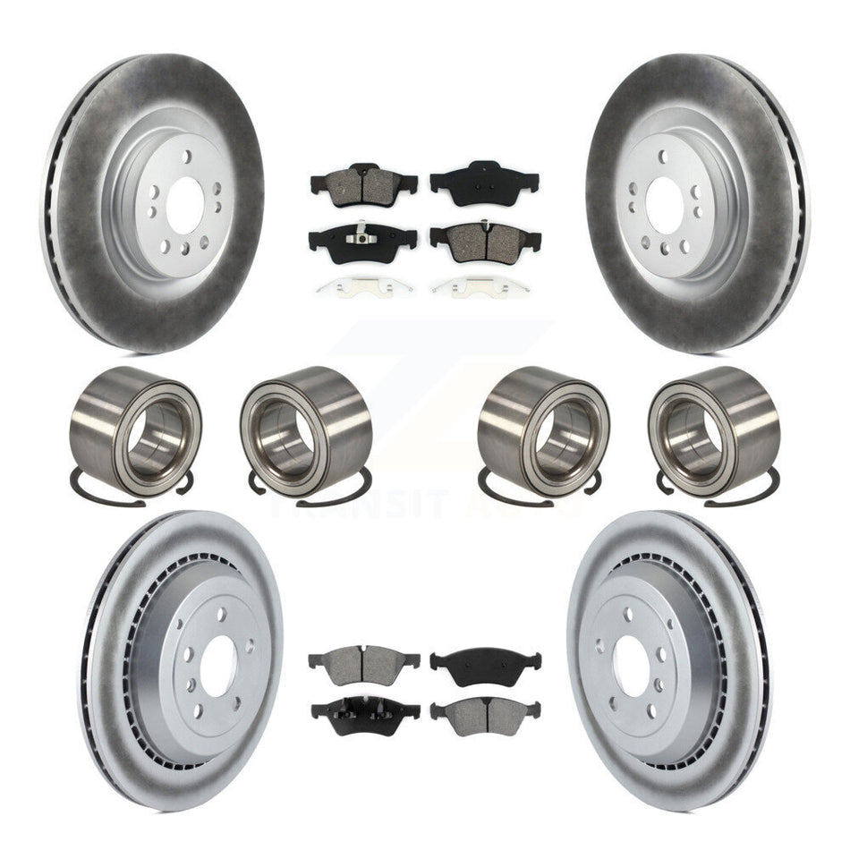 Front Rear Wheel Bearings Coated Disc Brake Rotors And Semi-Metallic Pads Kit (10Pc) For Mercedes-Benz ML350 ML550 KBB-108282