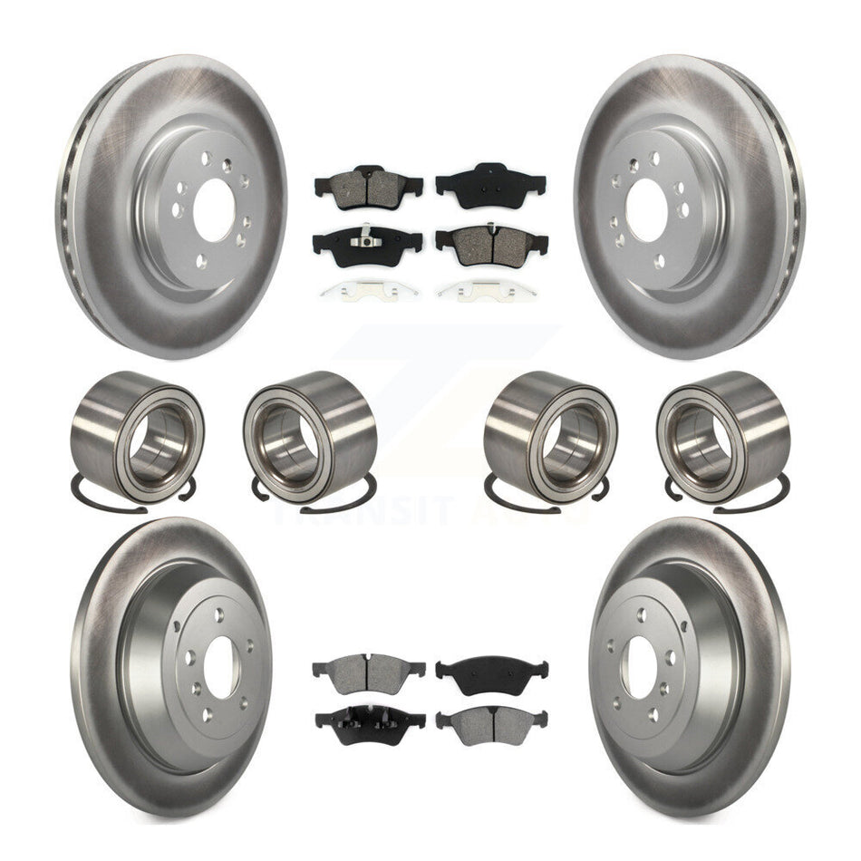 Front Rear Wheel Bearings Coated Disc Brake Rotors And Semi-Metallic Pads Kit (10Pc) For Mercedes-Benz ML350 R350 ML500 ML320 KBB-108285
