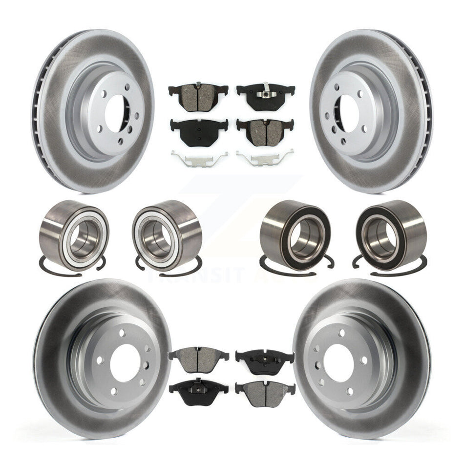 Front Rear Wheel Bearings Coated Disc Brake Rotors And Semi-Metallic Pads Kit (10Pc) For BMW 335i xDrive 335xi KBB-108288