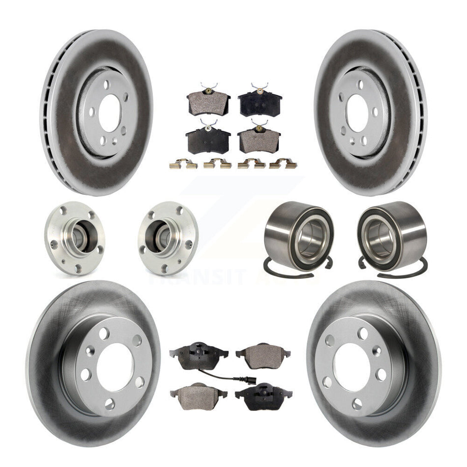 Front Rear Wheel Hub Bearings Assembly Coated Disc Brake Rotors And Ceramic Pads Kit (10Pc) For Volkswagen Beetle Golf Jetta KBB-108305