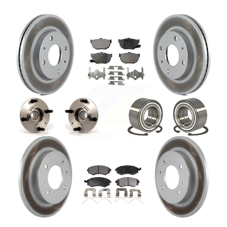 Front Rear Wheel Hub Bearings Assembly Coated Disc Brake Rotors And Ceramic Pads Kit (10Pc) For Hyundai Elantra KBB-108342