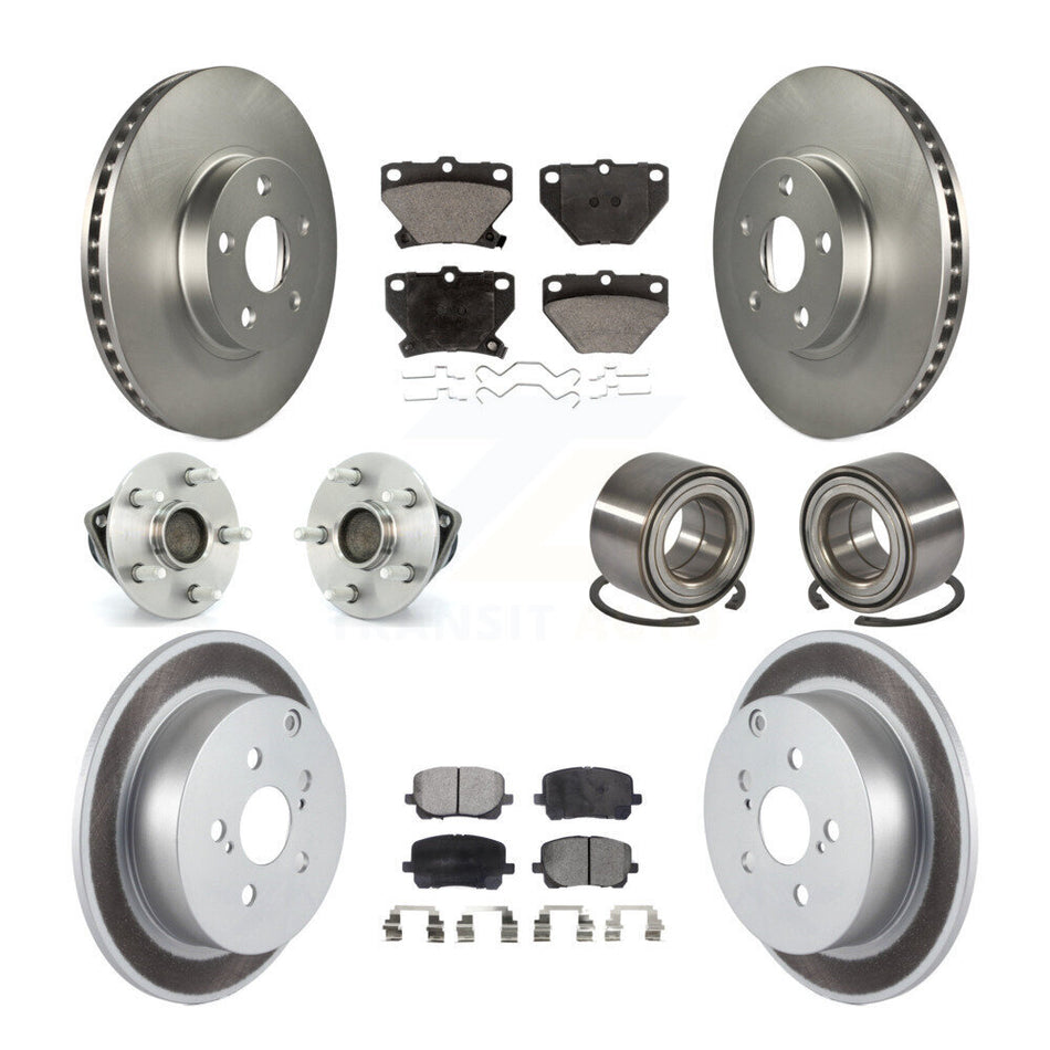 Front Rear Wheel Hub Bearings Assembly Coated Disc Brake Rotors And Ceramic Pads Kit (10Pc) For Toyota Corolla Matrix Pontiac Vibe KBB-108351