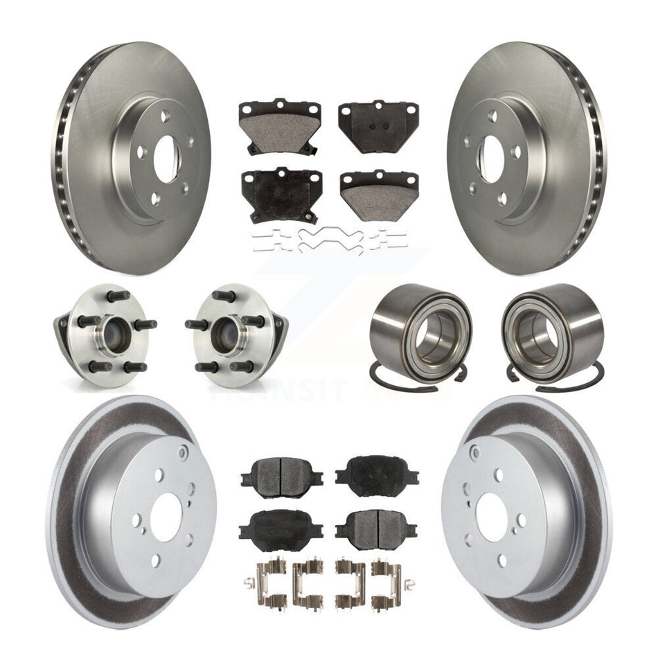 Front Rear Wheel Hub Bearings Assembly Coated Disc Brake Rotors And Ceramic Pads Kit (10Pc) For Toyota Celica KBB-108352