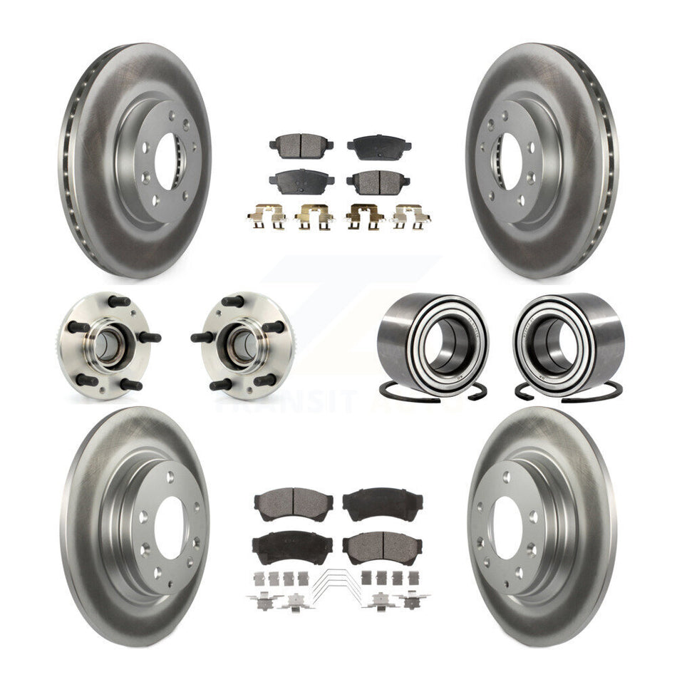 Front Rear Wheel Hub Bearings Assembly Coated Disc Brake Rotors And Ceramic Pads Kit (10Pc) For Ford Fusion Lincoln MKZ Mercury Milan Mazda 6 Zephyr KBB-108372