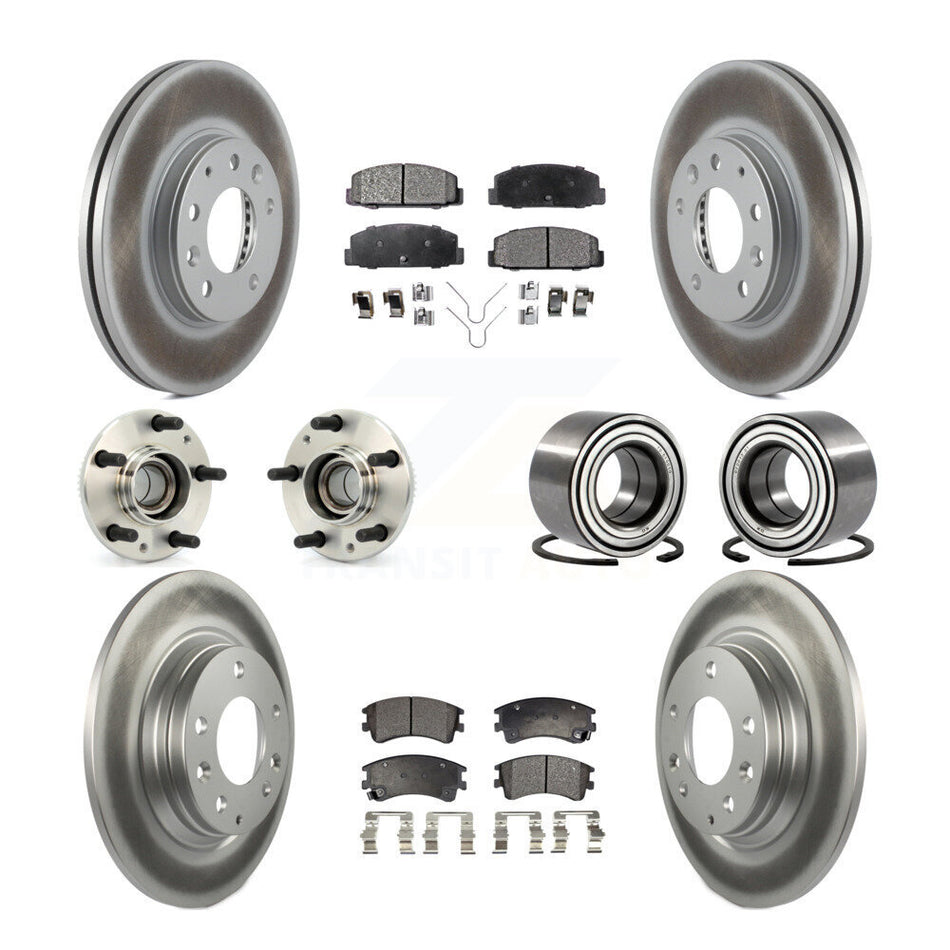 Front Rear Wheel Hub Bearings Assembly Coated Disc Brake Rotors And Ceramic Pads Kit (10Pc) For Mazda 6 KBB-108373