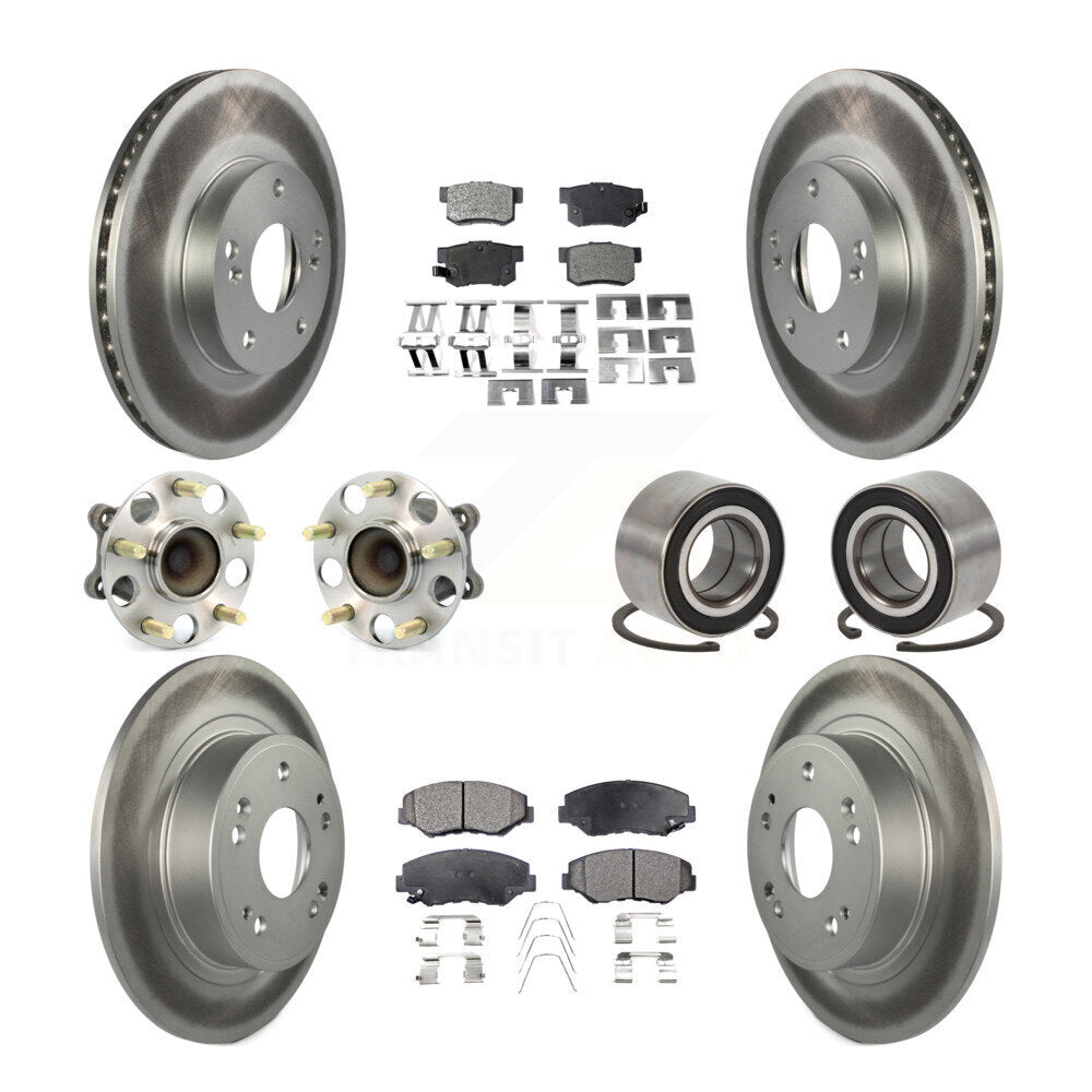 Front Rear Wheel Hub Bearing Coated Disc Brake Rotor And Pads Kit (10Pc) For Honda Accord KBB-108407