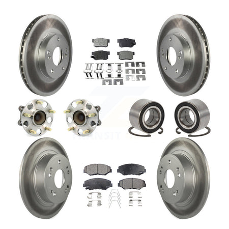 Front Rear Wheel Hub Bearing Coated Disc Brake Rotor And Pads Kit (10Pc) For Honda Accord KBB-108407