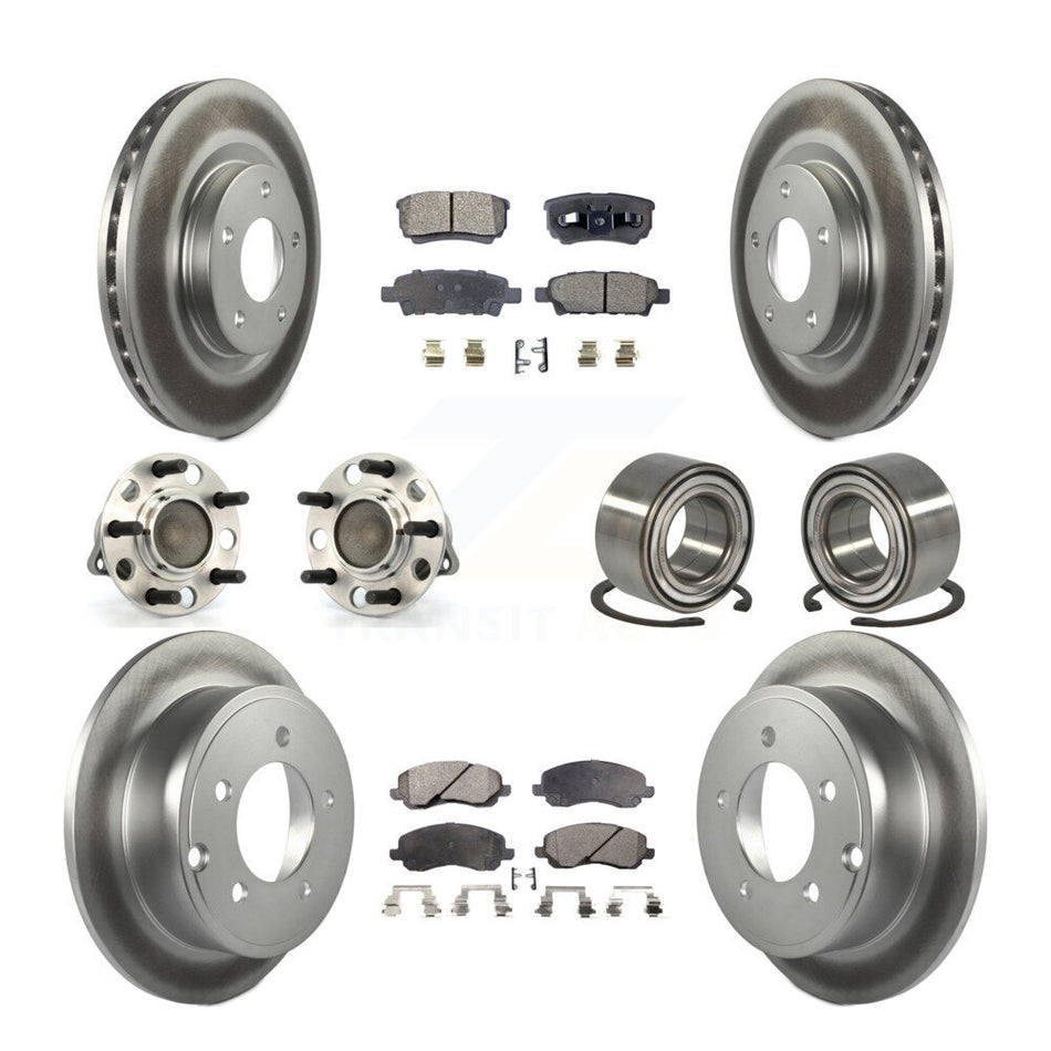 Front Rear Wheel Hub Bearings Assembly Coated Disc Brake Rotors And Ceramic Pads Kit (10Pc) For Jeep Patriot Compass Dodge Caliber KBB-108414