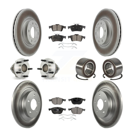 Front Rear Hub Bearings Coated Disc Brake Rotors And Ceramic Pads Kit (10Pc) For Mazda 5 KBB-108437