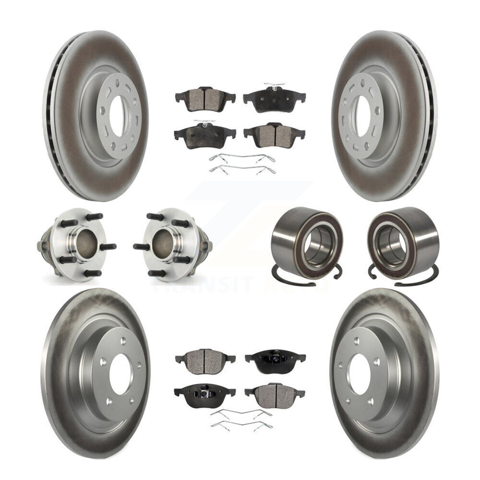 Front Rear Hub Bearings Coated Disc Brake Rotors And Ceramic Pads Kit (10Pc) For Mazda 5 KBB-108437