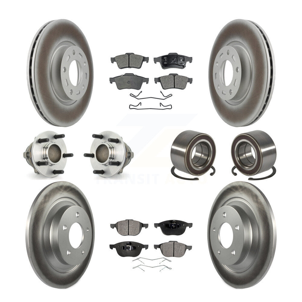 Front Rear Hub Bearing Coated Disc Brake Rotor & Pad Kit (10Pc) For 2006 Mazda 5 To 02 06 KBB-108438