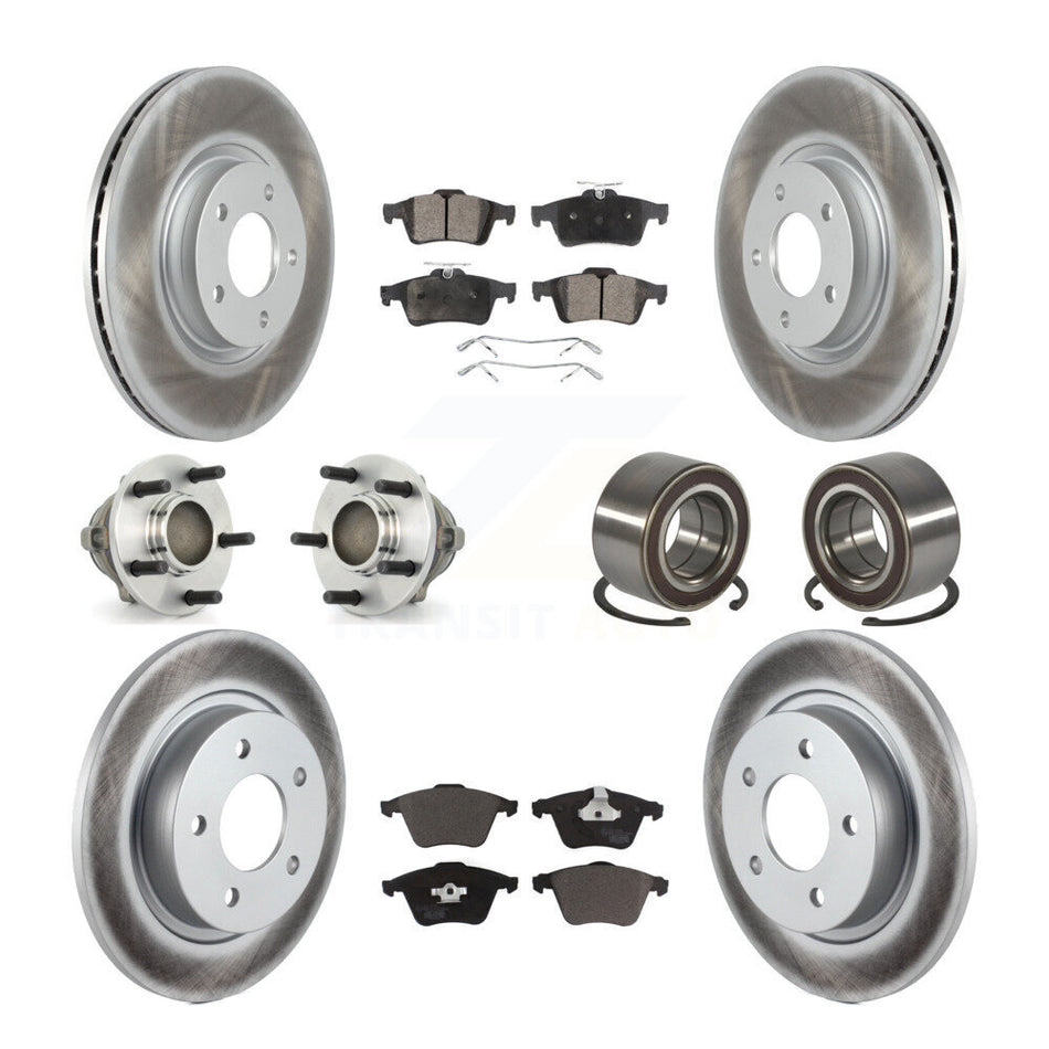 Front Rear Wheel Hub Bearings Assembly Coated Disc Brake Rotors And Ceramic Pads Kit (10Pc) For Mazda 3 KBB-108441