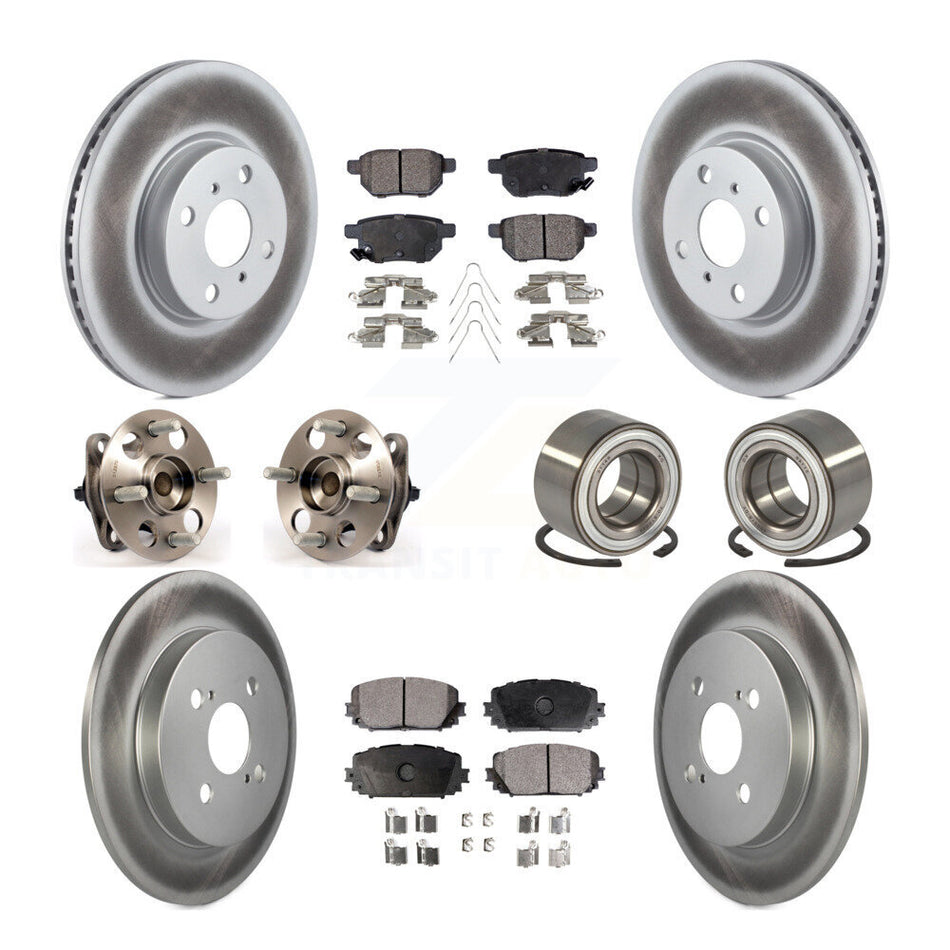 Front Rear Wheel Hub Bearings Assembly Coated Disc Brake Rotors And Ceramic Pads Kit (10Pc) For Toyota Yaris Japan Production Identified By 1st Digit Of VIN J KBB-108454