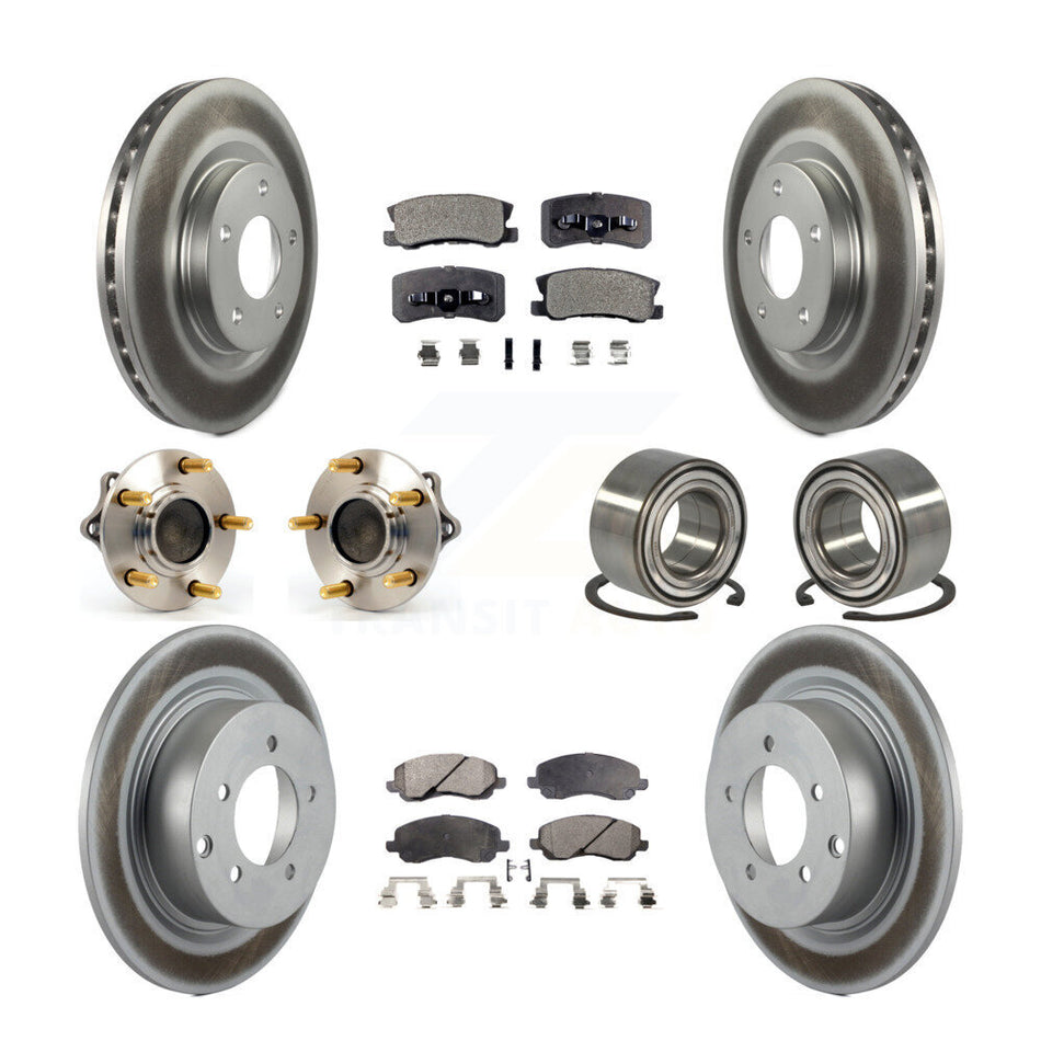 Front Rear Wheel Hub Bearings Assembly Coated Disc Brake Rotors And Ceramic Pads Kit (10Pc) For Mitsubishi Lancer Outlander Sport KBB-108468