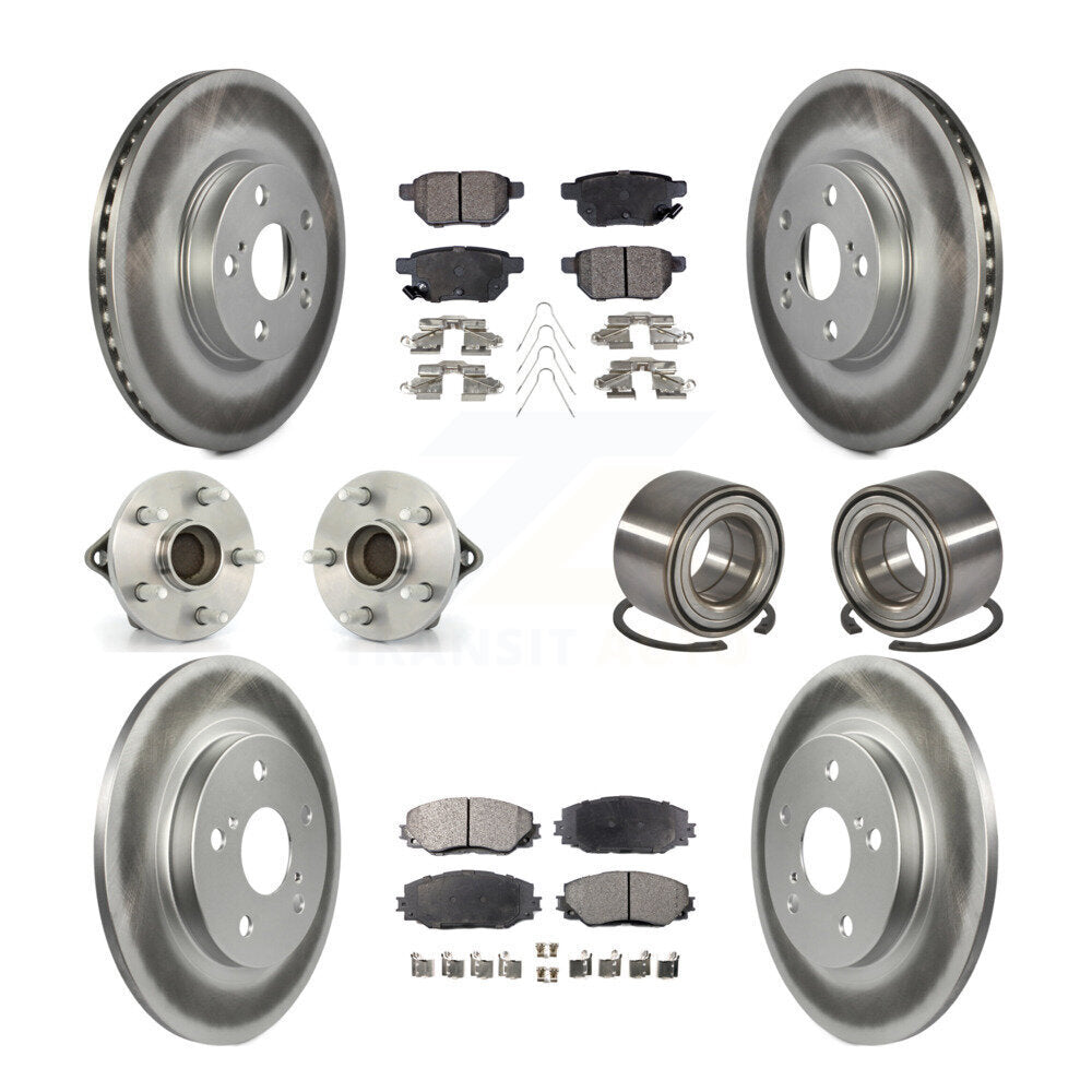 Front Rear Wheel Hub Bearing Coated Disc Brake Rotor And Pad Kit (10Pc) For Toyota Matrix KBB-108473