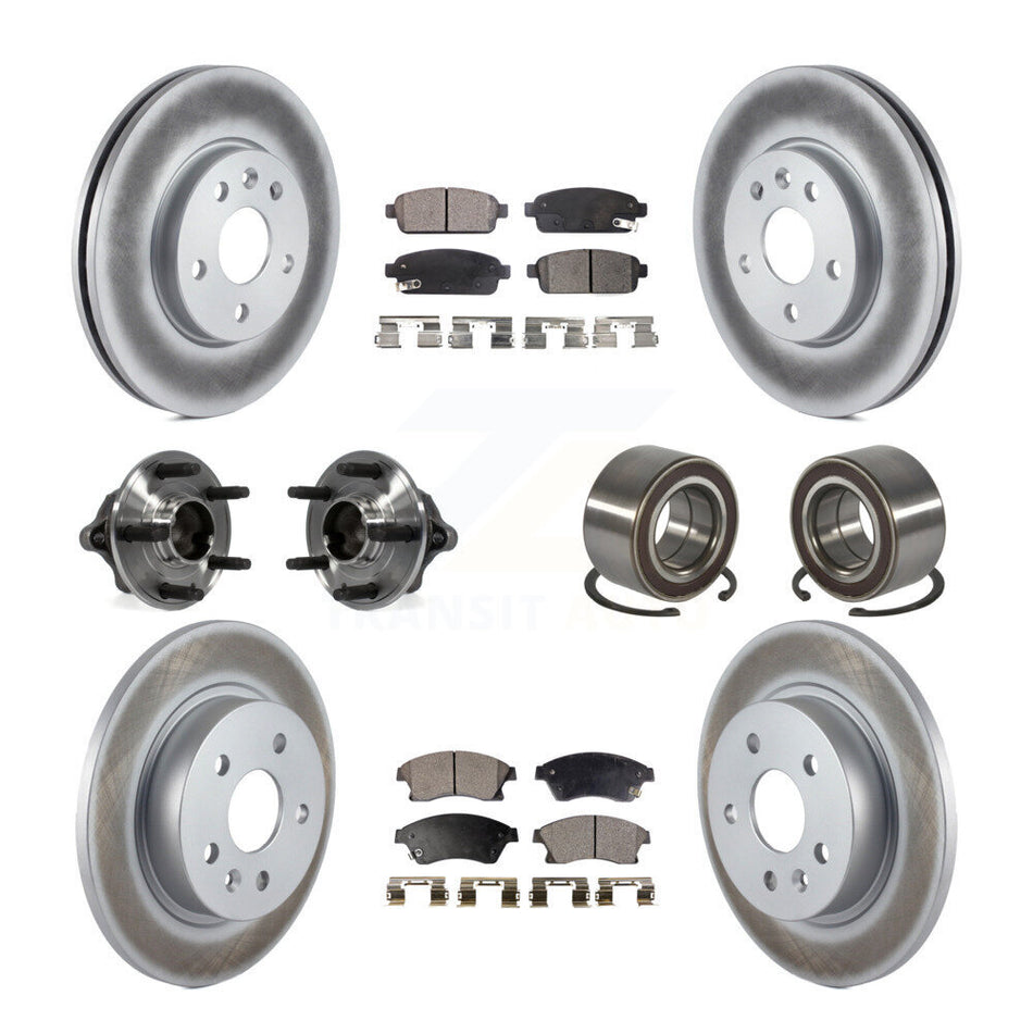 Front Rear Wheel Hub Bearings Assembly Coated Disc Brake Rotors And Ceramic Pads Kit (10Pc) For Chevrolet Sonic KBB-108531