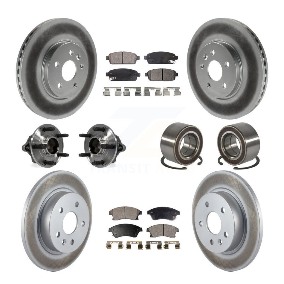 Front Rear Wheel Hub Bearings Assembly Coated Disc Brake Rotors And Ceramic Pads Kit (10Pc) For Chevrolet Sonic Buick Encore Trax KBB-108532