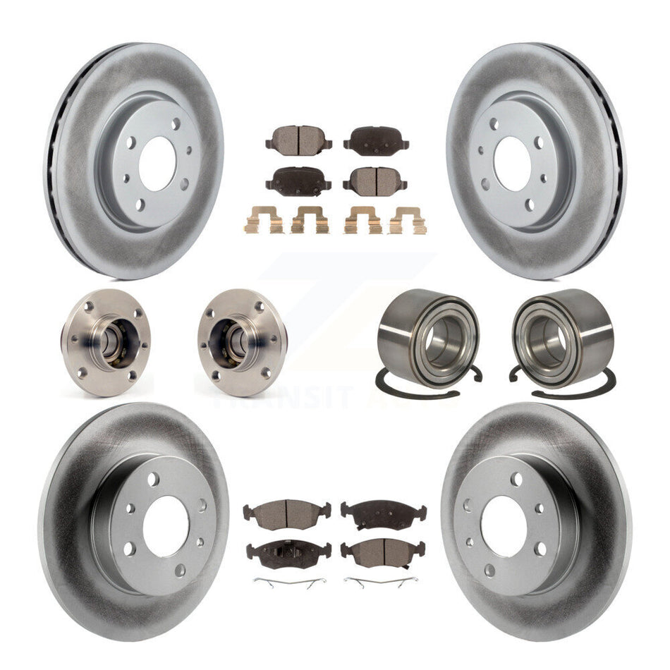 Front Rear Wheel Hub Bearings Assembly Coated Disc Brake Rotors And Ceramic Pads Kit (10Pc) For Fiat 500 KBB-108547