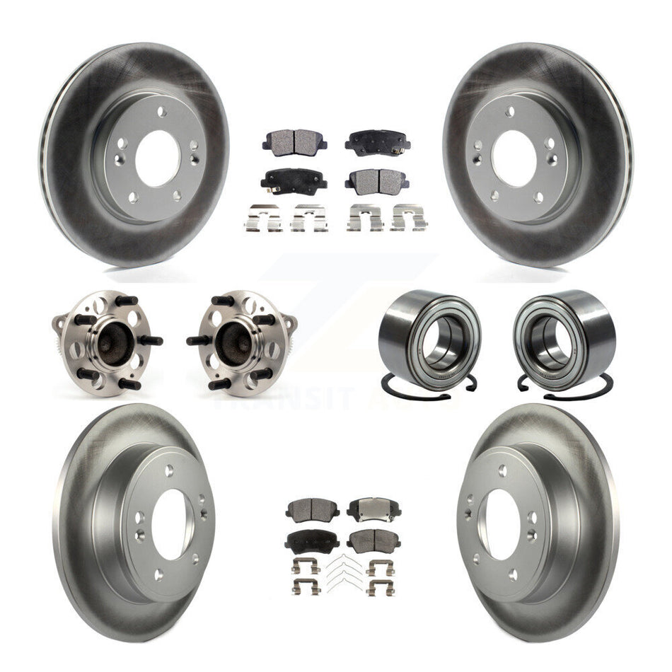 Front Rear Wheel Hub Bearings Assembly Coated Disc Brake Rotors And Ceramic Pads Kit (10Pc) For Kia Forte Hyundai Elantra GT Forte5 KBB-108560