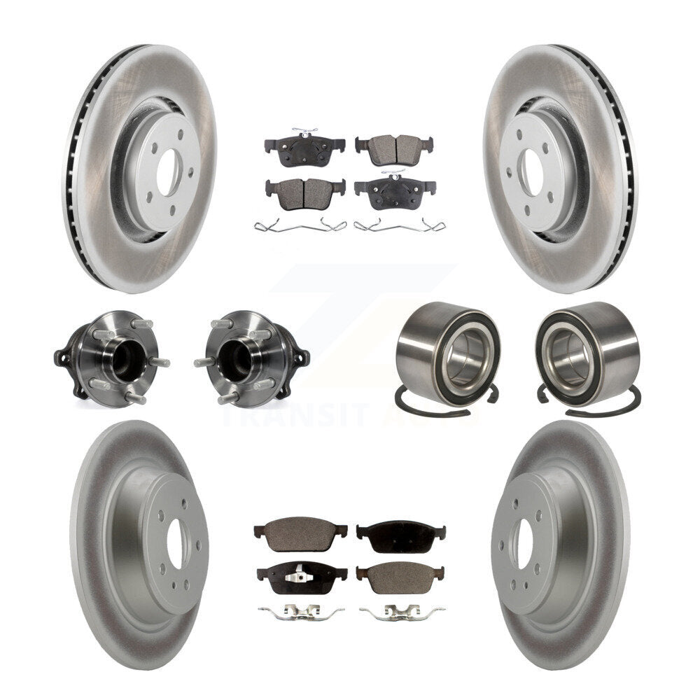 Front Rear Hub Bearing Coated Disc Brake Rotor And Ceramic Pad Kit (10Pc) For Lincoln MKC KBB-108564