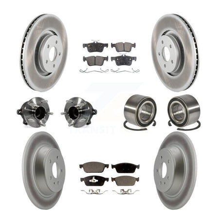 Front Rear Hub Bearing Coated Disc Brake Rotor And Ceramic Pad Kit (10Pc) For Lincoln MKC KBB-108564