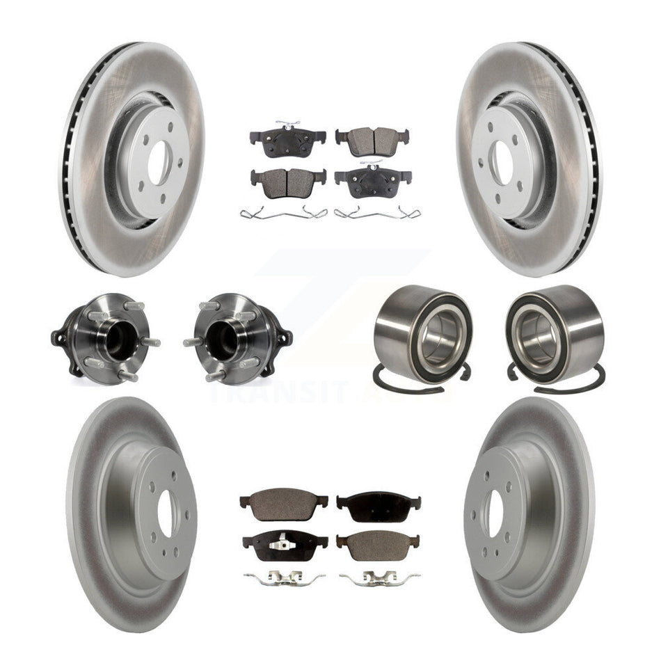 Front Rear Hub Bearing Coated Disc Brake Rotor And Ceramic Pad Kit (10Pc) For Lincoln MKC KBB-108564