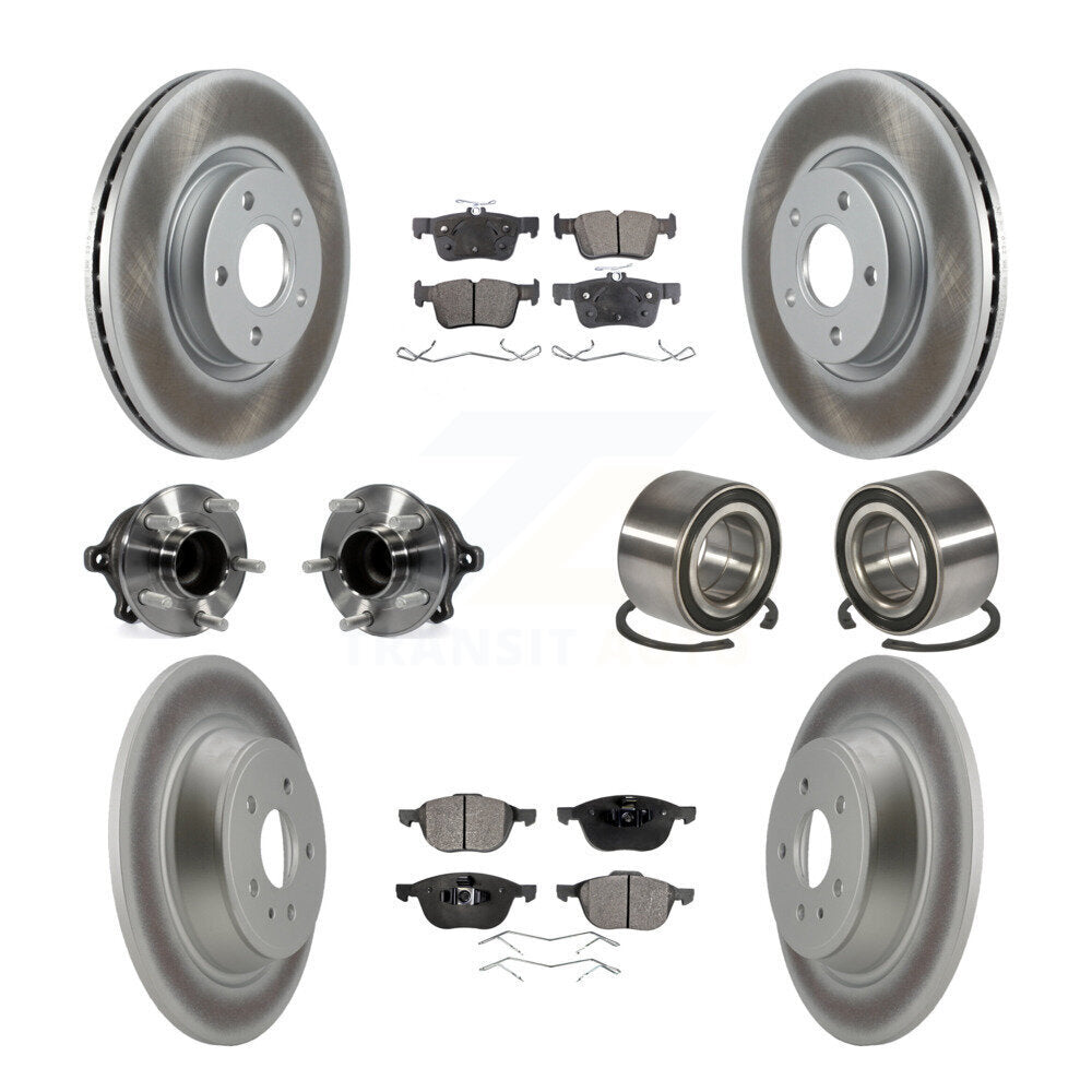 Front Rear Hub Bearing Coat Brake Rotor Pad Kit (10Pc) For Ford Escape FWD with 2.5L/1.5L KBB-108568