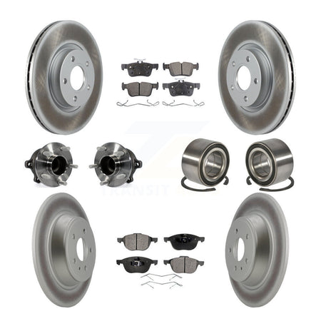 Front Rear Hub Bearing Coat Brake Rotor Pad Kit (10Pc) For Ford Escape FWD with 2.5L/1.5L KBB-108568
