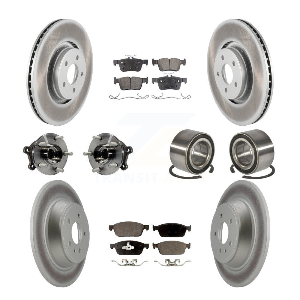 Front Rear Hub Bearing Coated Disc Brake Rotor And Ceramic Pad Kit (10Pc) For Lincoln MKC KBB-108569