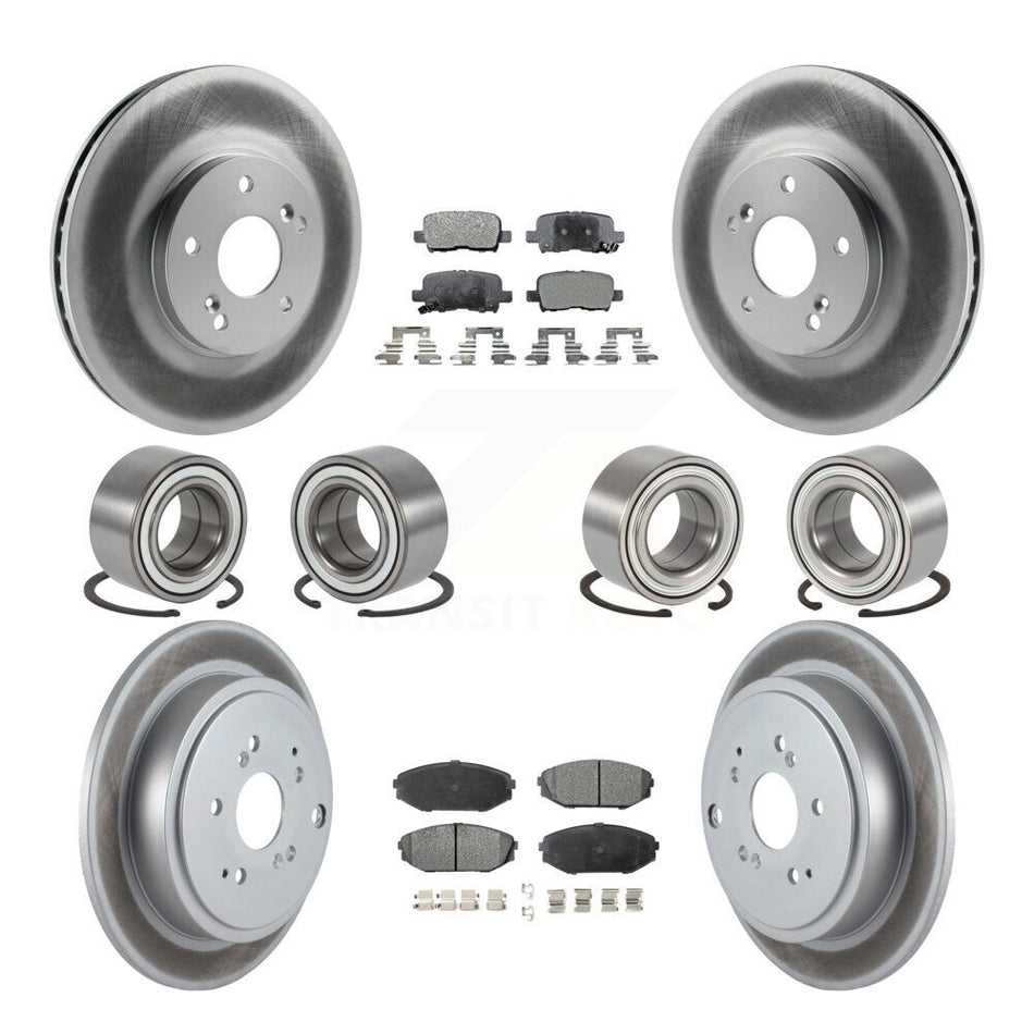 Front Rear Wheel Bearings Coated Disc Brake Rotors And Ceramic Pads Kit (10Pc) For 2001-2002 Acura MDX KBB-108620