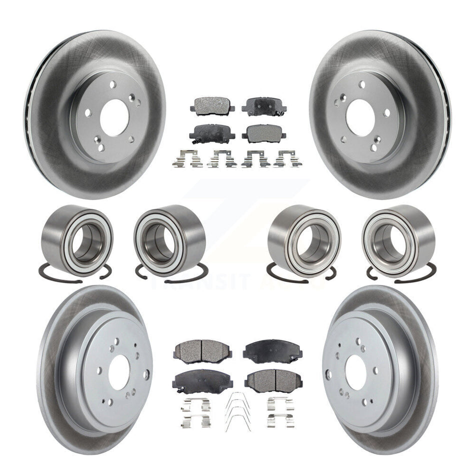 Front Rear Wheel Bearings Coated Disc Brake Rotors And Ceramic Pads Kit (10Pc) For 2003-2004 Honda Pilot KBB-108621